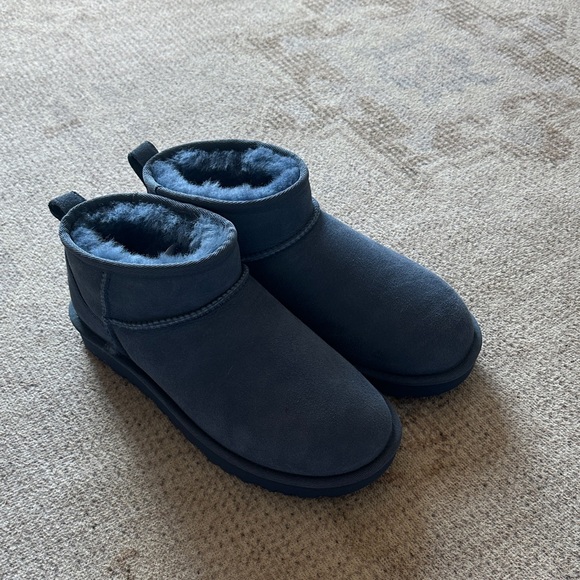UGG Navy Plush Ankle Boots - Picture 2 of 6